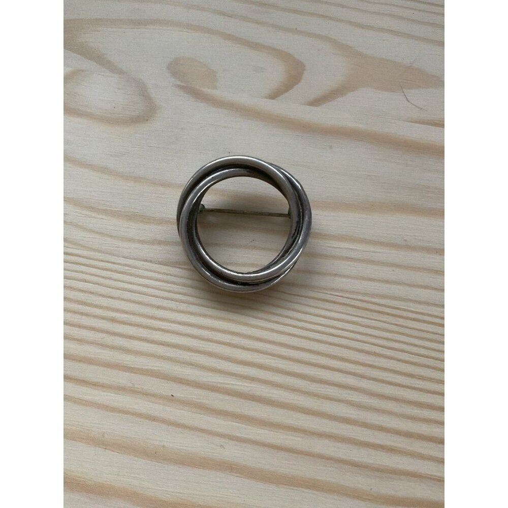 Sterling Silver Interlocking Circle Brooch Pin Jewelry
